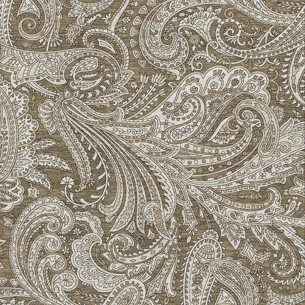 10' X 14' Chocolate And Ivory Paisley Washable Area Rug With UV Protection - HomeRoots - Flyclothing LLC