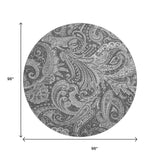 8' Gray And Ivory Paisley Washable Round Rug With UV Protection - HomeRoots - Flyclothing LLC