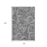 8' X 10' Gray And Ivory Paisley Washable Area Rug With UV Protection - HomeRoots - Flyclothing LLC