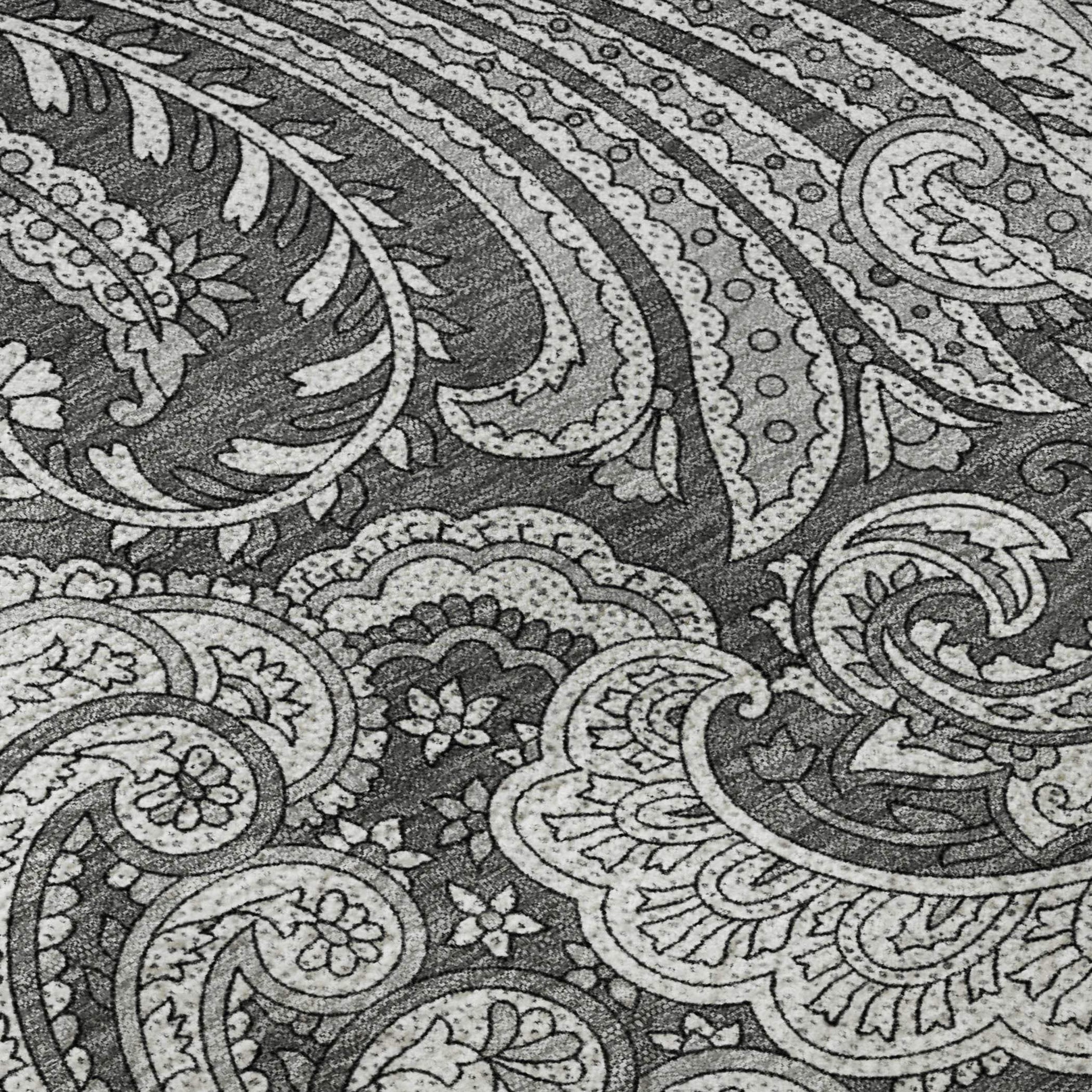 9' X 12' Gray And Ivory Paisley Washable Area Rug With UV Protection - HomeRoots - Flyclothing LLC