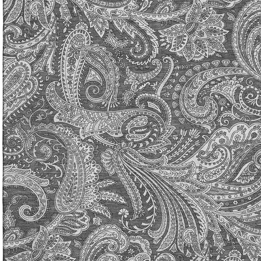 9' X 12' Gray And Ivory Paisley Washable Area Rug With UV Protection - HomeRoots - Flyclothing LLC
