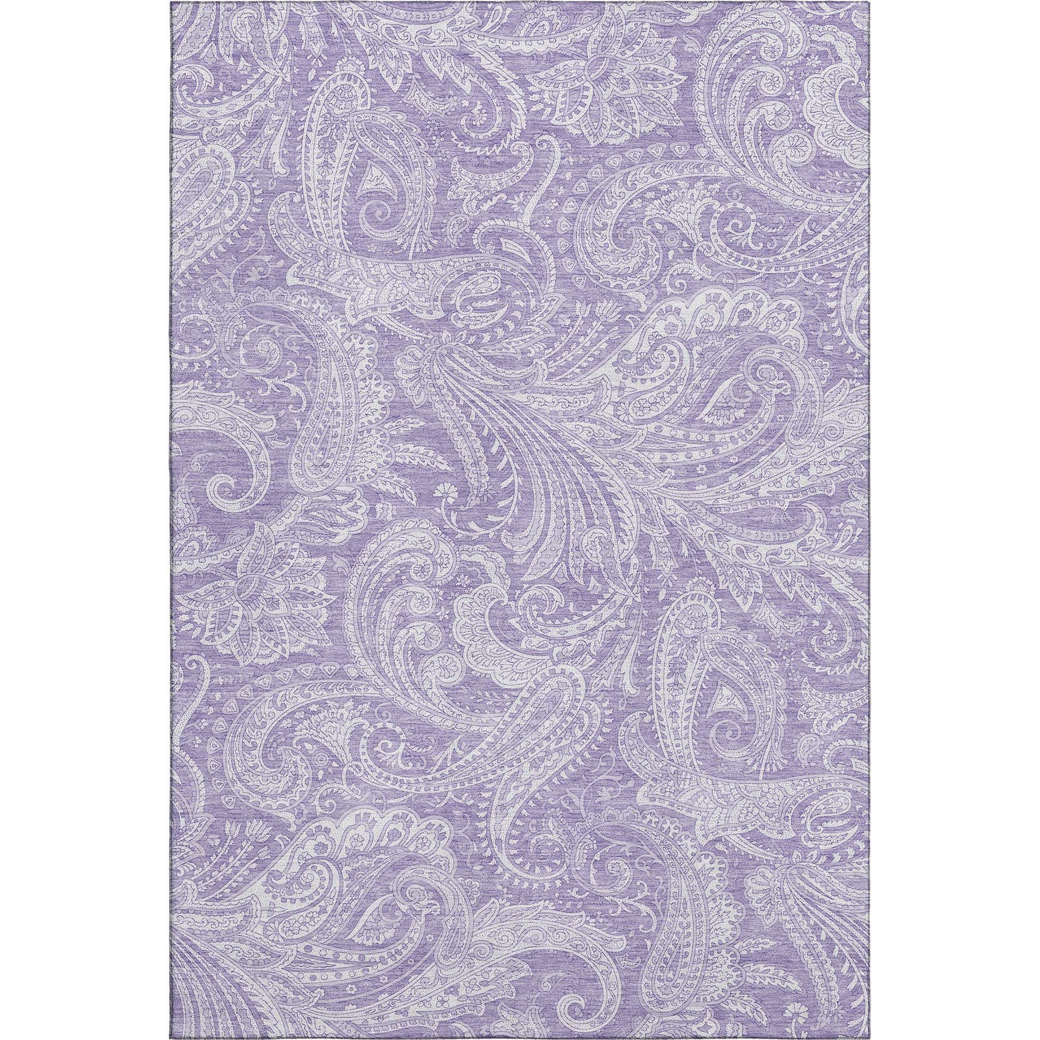 3' X 5' Lavender And Ivory Paisley Washable Area Rug With UV Protection - HomeRoots - Flyclothing LLC