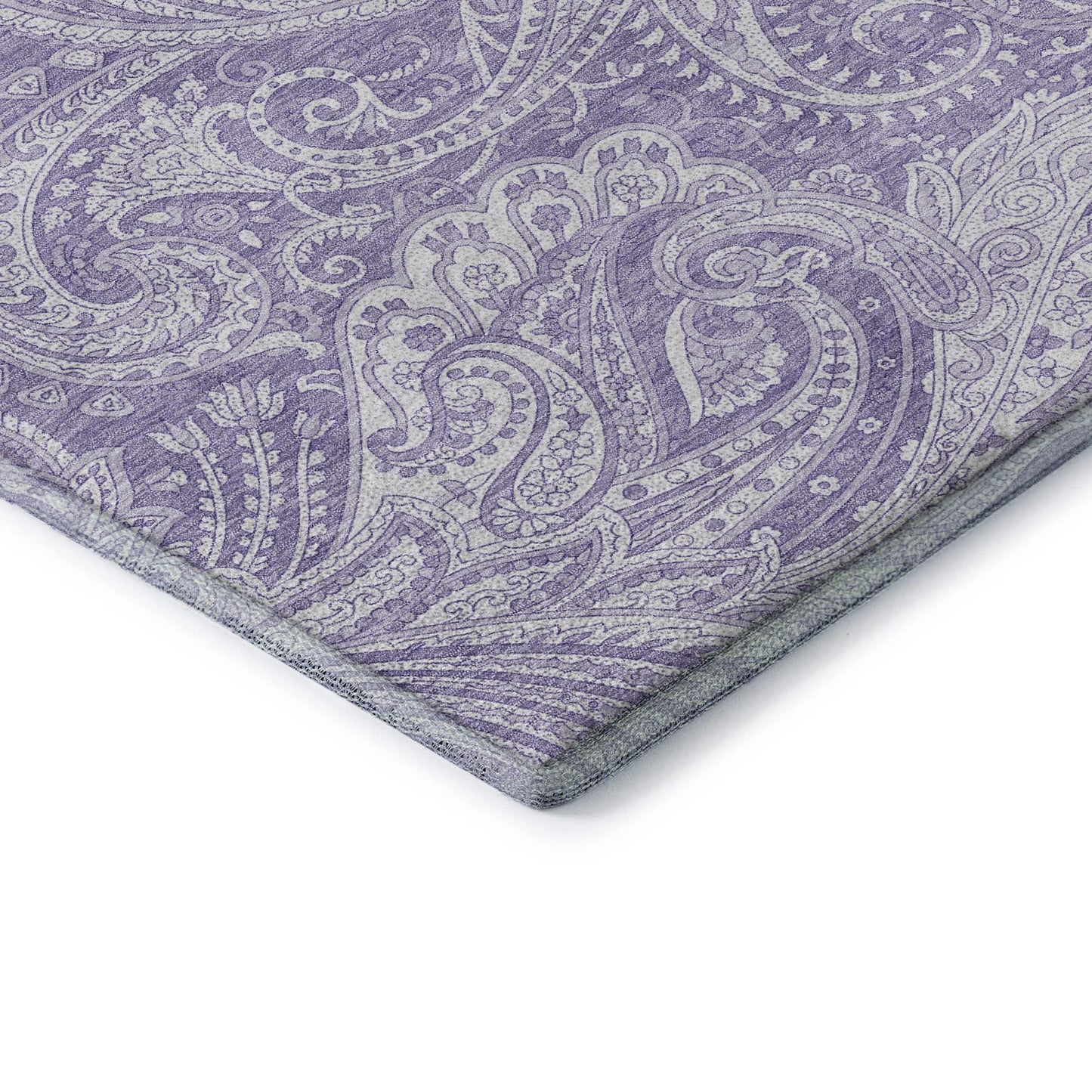 3' X 5' Lavender And Ivory Paisley Washable Area Rug With UV Protection - HomeRoots - Flyclothing LLC