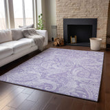 3' X 5' Lavender And Ivory Paisley Washable Area Rug With UV Protection - HomeRoots - Flyclothing LLC