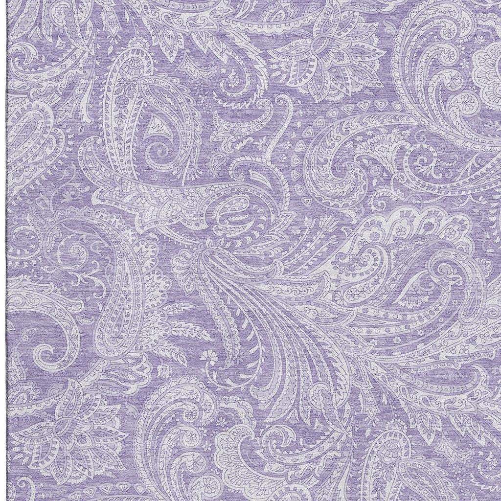 3' X 5' Lavender And Ivory Paisley Washable Area Rug With UV Protection - HomeRoots - Flyclothing LLC