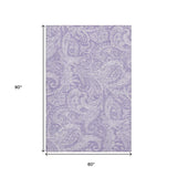 5' X 8' Lavender And Ivory Paisley Washable Area Rug With UV Protection - HomeRoots - Flyclothing LLC
