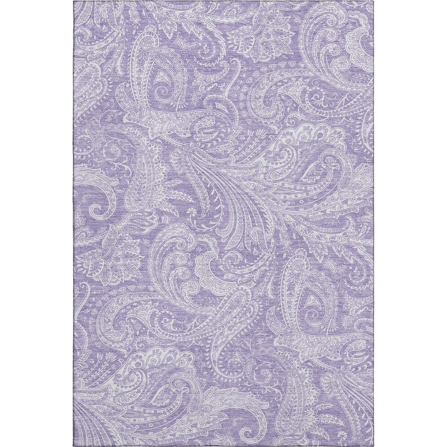 5' X 8' Lavender And Ivory Paisley Washable Area Rug With UV Protection - HomeRoots - Flyclothing LLC