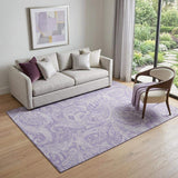 5' X 8' Lavender And Ivory Paisley Washable Area Rug With UV Protection - HomeRoots - Flyclothing LLC