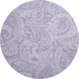 8' Lavender And Ivory Paisley Washable Round Rug With UV Protection - HomeRoots - Flyclothing LLC
