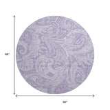 8' Lavender And Ivory Paisley Washable Round Rug With UV Protection - HomeRoots - Flyclothing LLC