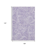 9' X 12' Lavender And Ivory Paisley Washable Area Rug With UV Protection - HomeRoots - Flyclothing LLC