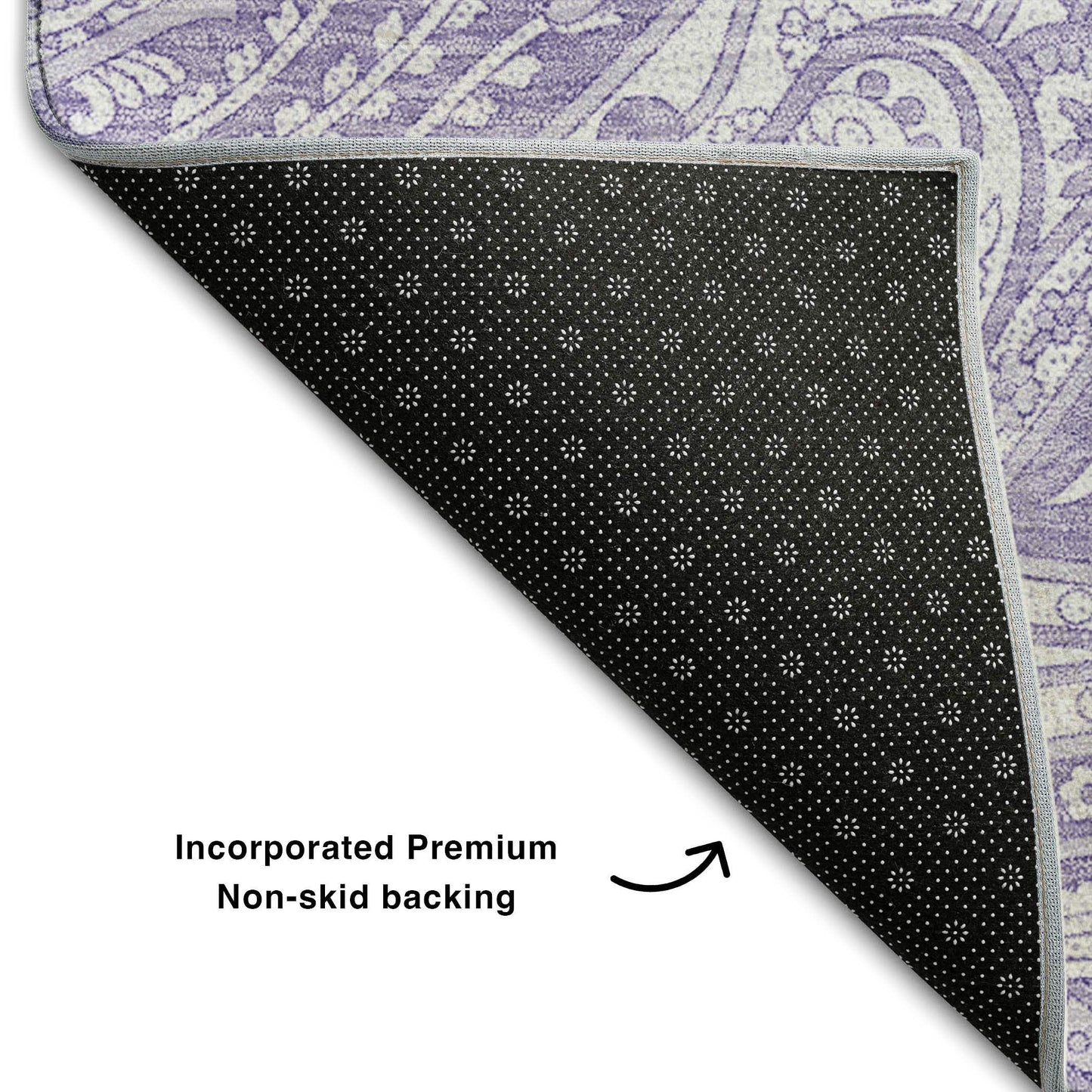 9' X 12' Lavender And Ivory Paisley Washable Area Rug With UV Protection - HomeRoots - Flyclothing LLC