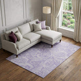 9' X 12' Lavender And Ivory Paisley Washable Area Rug With UV Protection - HomeRoots - Flyclothing LLC