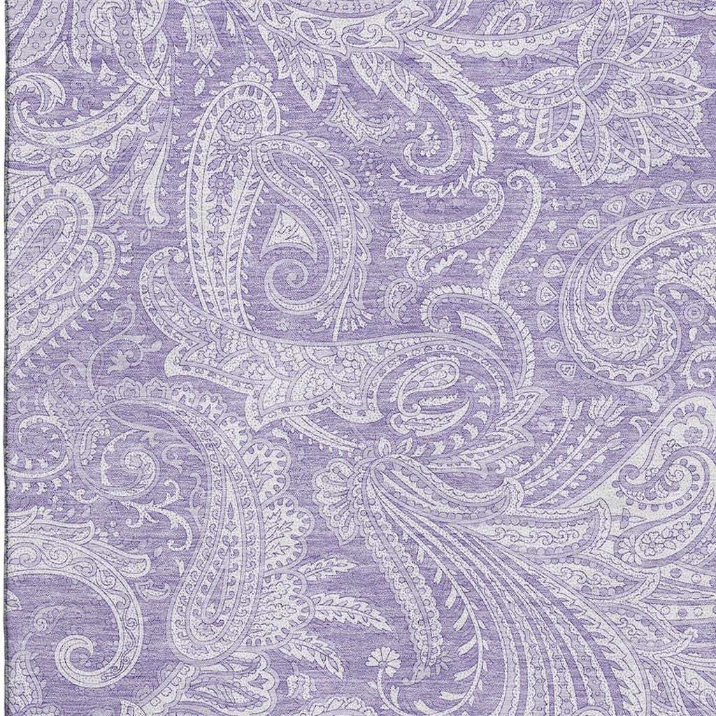10' X 14' Lavender And Ivory Paisley Washable Area Rug With UV Protection - HomeRoots - Flyclothing LLC