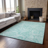 3' X 5' Teal And Ivory Paisley Washable Area Rug With UV Protection - HomeRoots - Flyclothing LLC