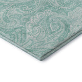 5' X 8' Teal And Ivory Paisley Washable Area Rug With UV Protection - HomeRoots - Flyclothing LLC