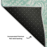 8' Teal And Ivory Paisley Washable Round Rug With UV Protection - HomeRoots - Flyclothing LLC