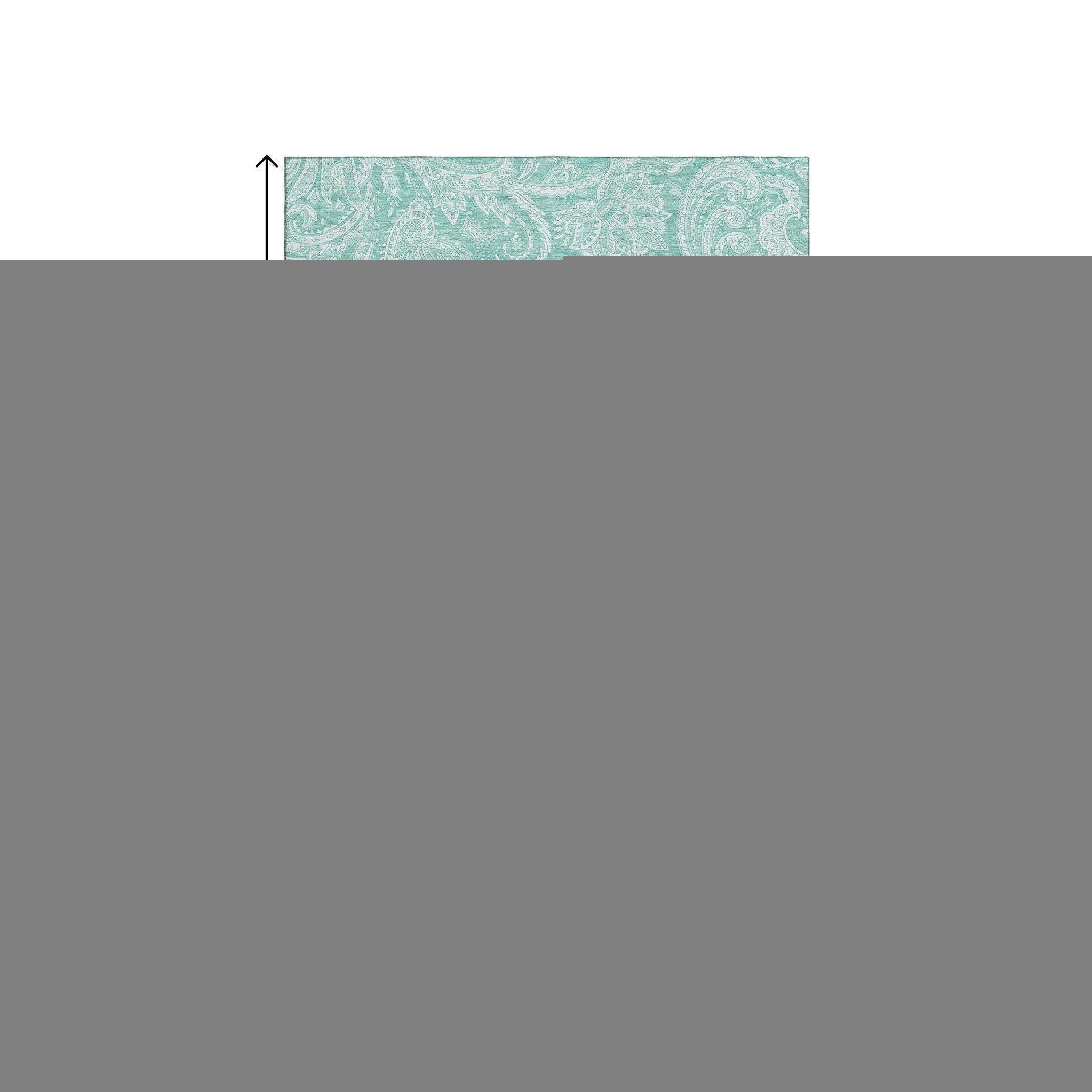 8' X 10' Teal And Ivory Paisley Washable Area Rug With UV Protection - HomeRoots - Flyclothing LLC