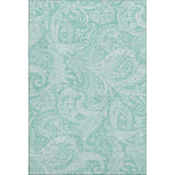 9' X 12' Teal And Ivory Paisley Washable Area Rug With UV Protection - HomeRoots - Flyclothing LLC
