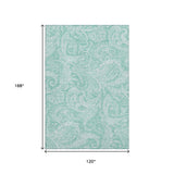 10' X 14' Teal And Ivory Paisley Washable Area Rug With UV Protection - HomeRoots - Flyclothing LLC