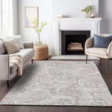 3' X 5' Taupe And Ivory Paisley Washable Area Rug With UV Protection - HomeRoots - Flyclothing LLC