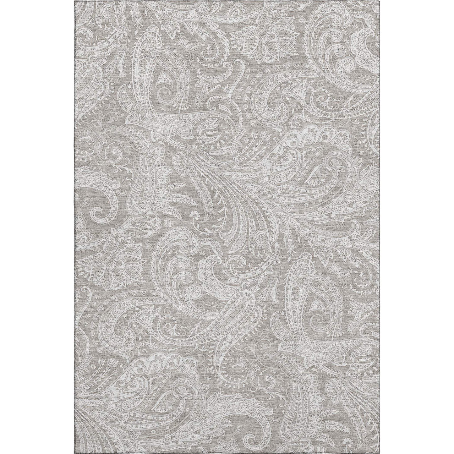 3' X 5' Taupe And Ivory Paisley Washable Area Rug With UV Protection - HomeRoots - Flyclothing LLC