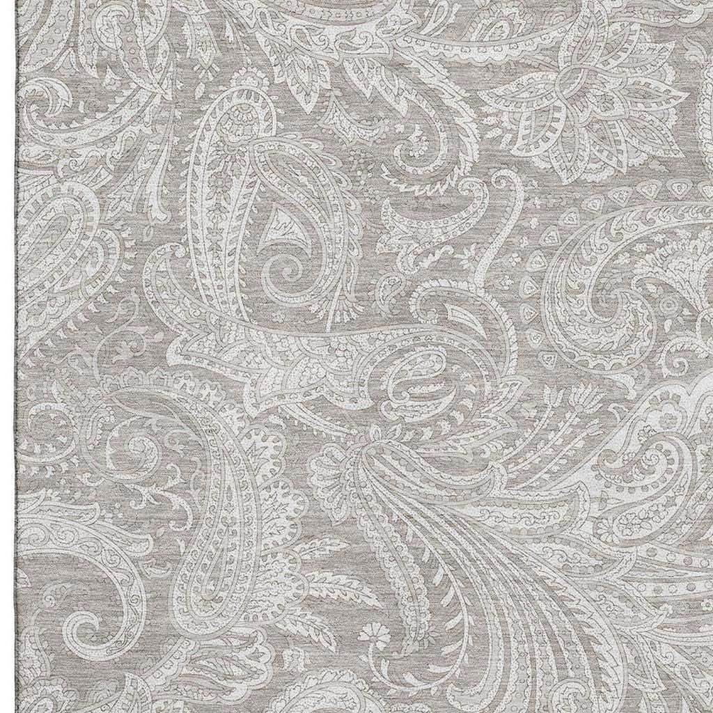 5' X 8' Taupe And Ivory Paisley Washable Area Rug With UV Protection - HomeRoots - Flyclothing LLC