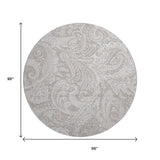 8' Taupe And Ivory Paisley Washable Round Rug With UV Protection - HomeRoots - Flyclothing LLC