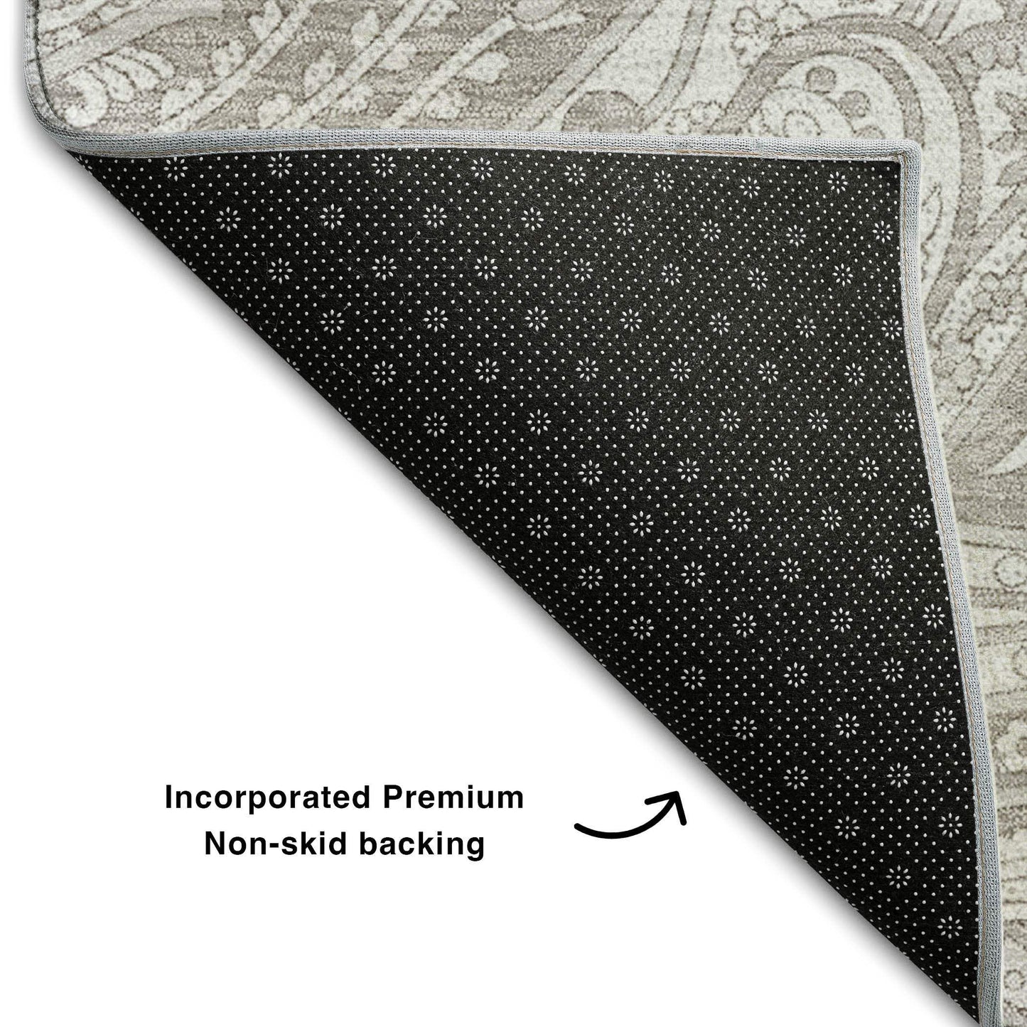 9' X 12' Taupe And Ivory Paisley Washable Area Rug With UV Protection - HomeRoots - Flyclothing LLC