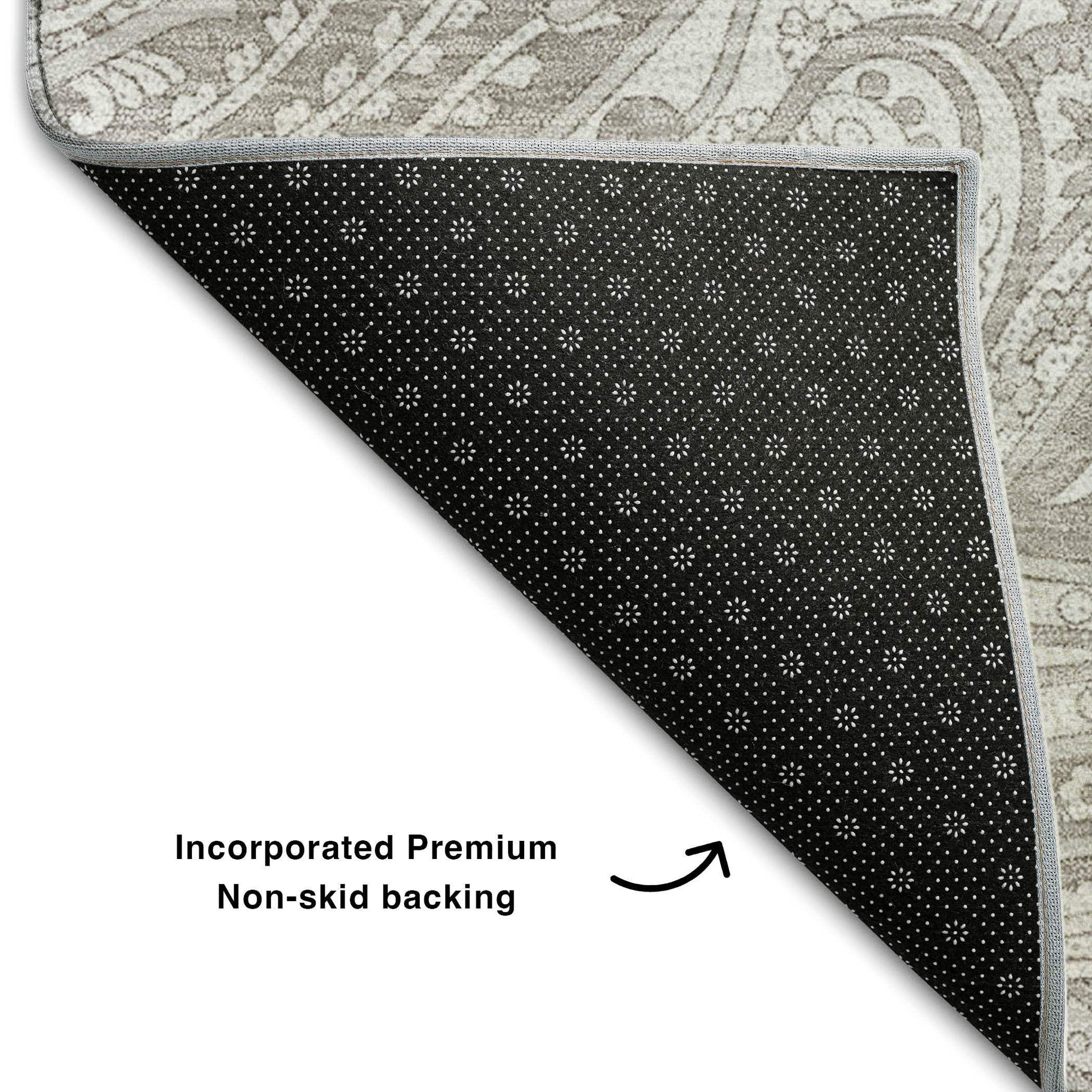 9' X 12' Taupe And Ivory Paisley Washable Area Rug With UV Protection - HomeRoots - Flyclothing LLC