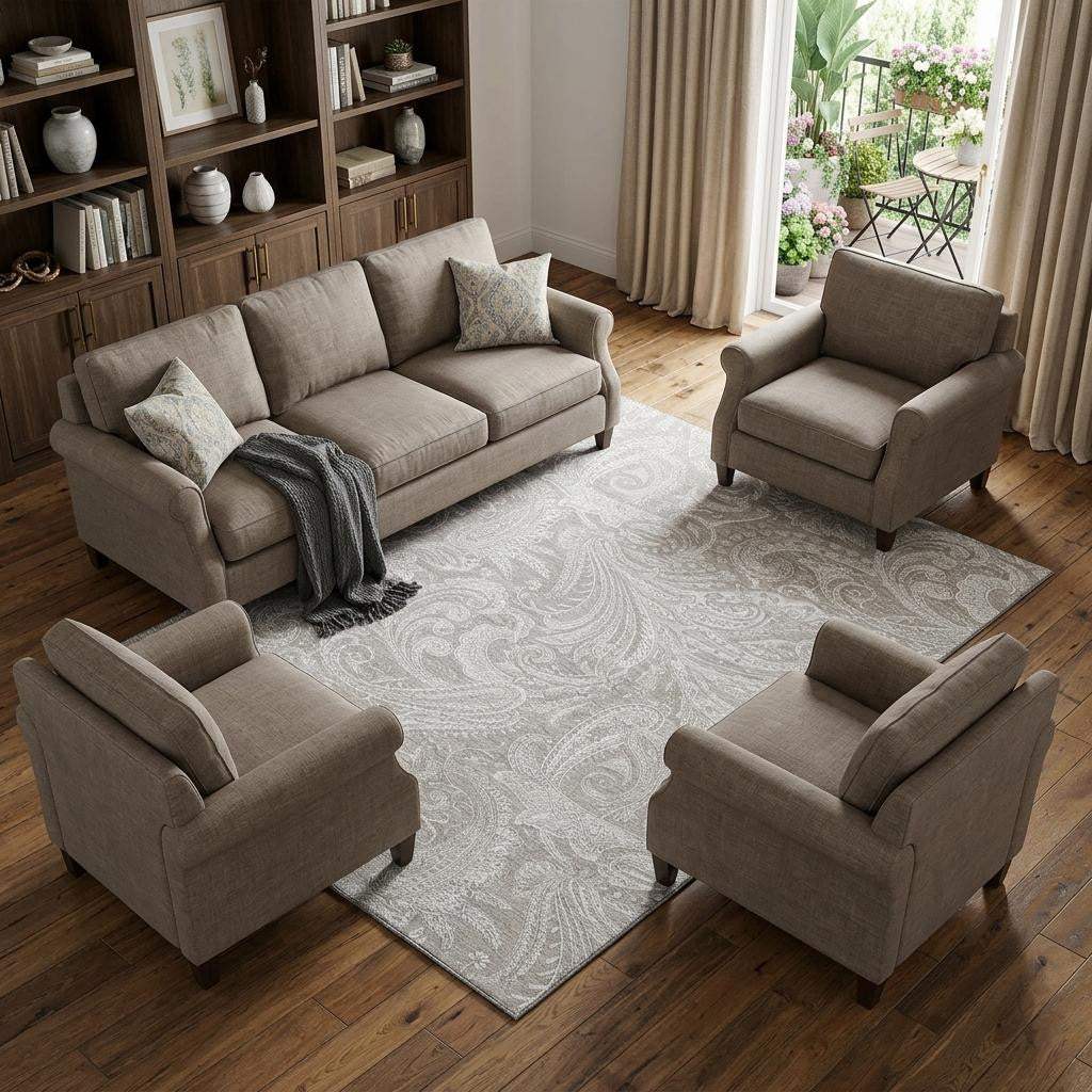 9' X 12' Taupe And Ivory Paisley Washable Area Rug With UV Protection - HomeRoots - Flyclothing LLC