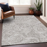 9' X 12' Taupe And Ivory Paisley Washable Area Rug With UV Protection - HomeRoots - Flyclothing LLC