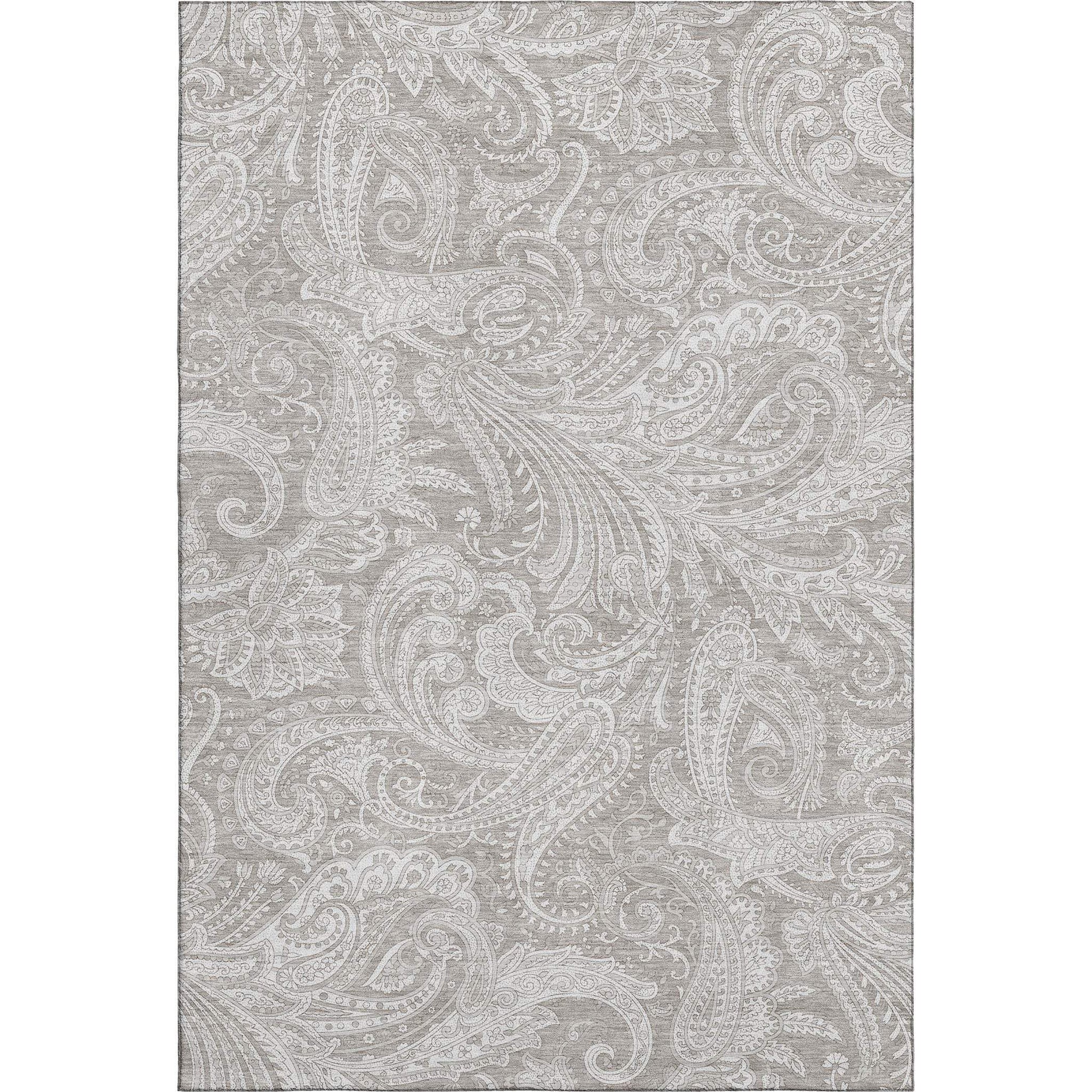 10' X 14' Taupe And Ivory Paisley Washable Area Rug With UV Protection - HomeRoots - Flyclothing LLC