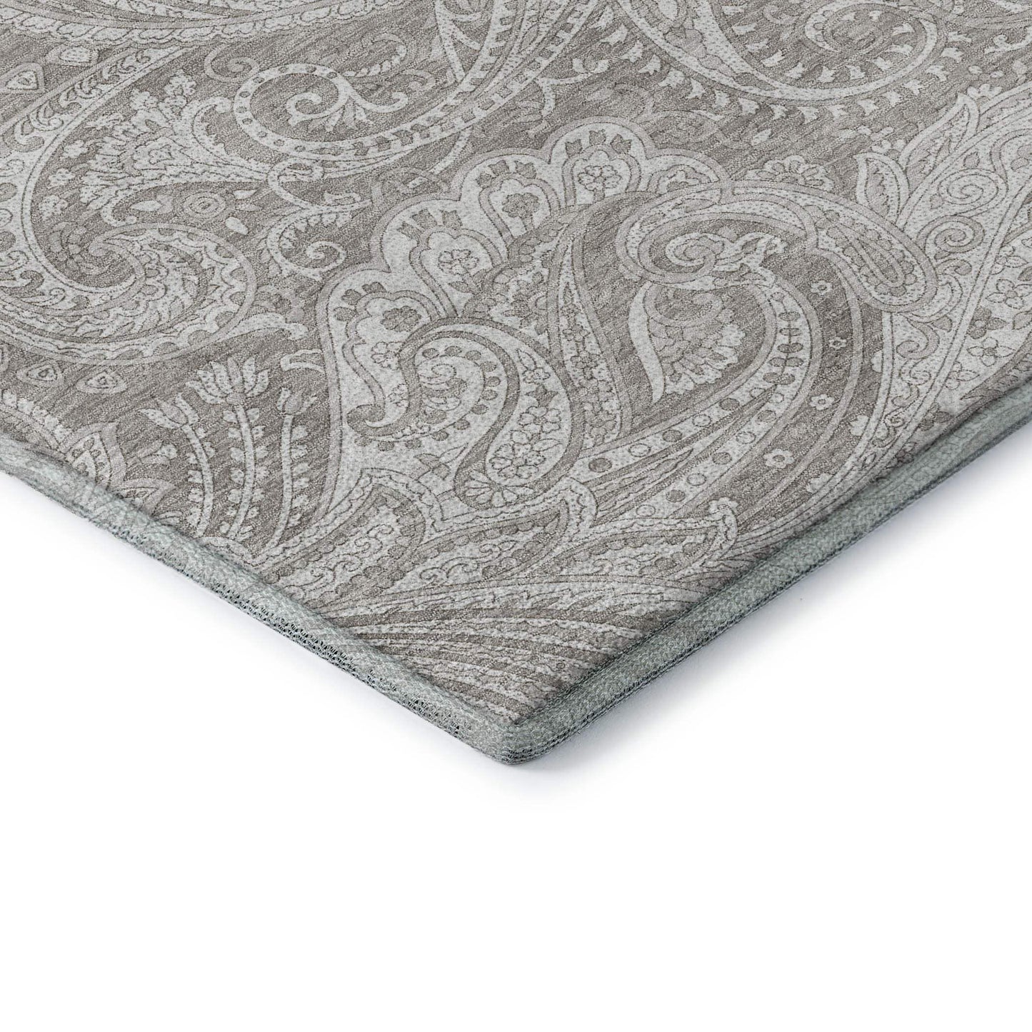 10' X 14' Taupe And Ivory Paisley Washable Area Rug With UV Protection - HomeRoots - Flyclothing LLC