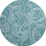 8' Turquoise And Ivory Paisley Washable Round Rug With UV Protection - HomeRoots - Flyclothing LLC