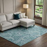 8' X 10' Turquoise And Ivory Paisley Washable Area Rug With UV Protection - HomeRoots - Flyclothing LLC