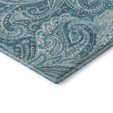 10' X 14' Turquoise And Ivory Paisley Washable Area Rug With UV Protection - HomeRoots - Flyclothing LLC