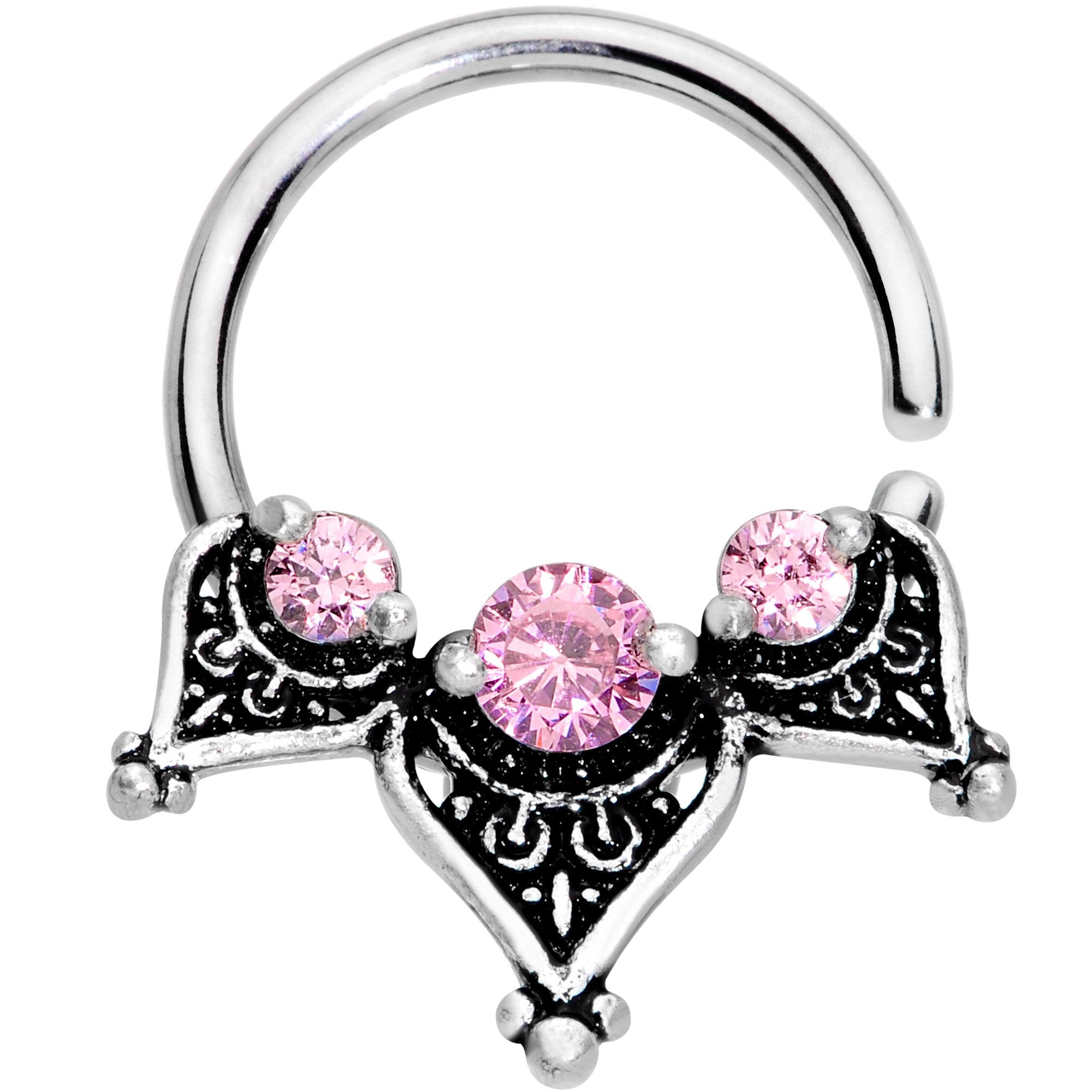16G 3/8 Pink Gem Triangle Triad Seamless Circular Ring - BodyCandy - Flyclothing LLC