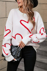 Angel Wings Heart Dropped Shoulder Long Sleeve Sweater - Trendsi - Flyclothing LLC
