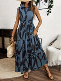 Printed Tie Waist Sleeveless Maxi Dress - Trendsi - Flyclothing LLC