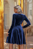 Round Neck Long Sleeve Knee Length Dress - Trendsi - Flyclothing LLC