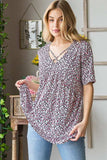 Heimish Full Size Short Sleeve Crisscross Animal Babydoll Top Plus Size - Trendsi - Flyclothing LLC