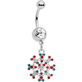 Red Green Gem Winter Blizzard Dangle Belly Ring - BodyCandy - Flyclothing LLC