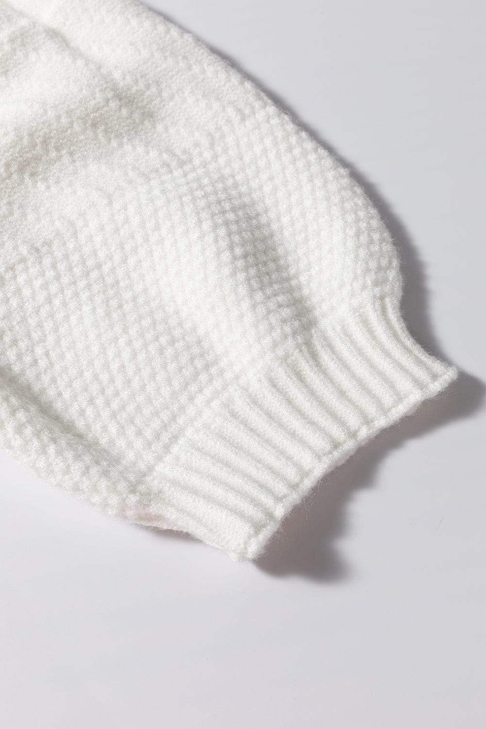 Cable Knit Round Neck Half Sleeve Sweater - Trendsi - Flyclothing LLC