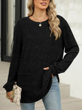Pocketed Round Neck Long Sleeve T-Shirt - Trendsi