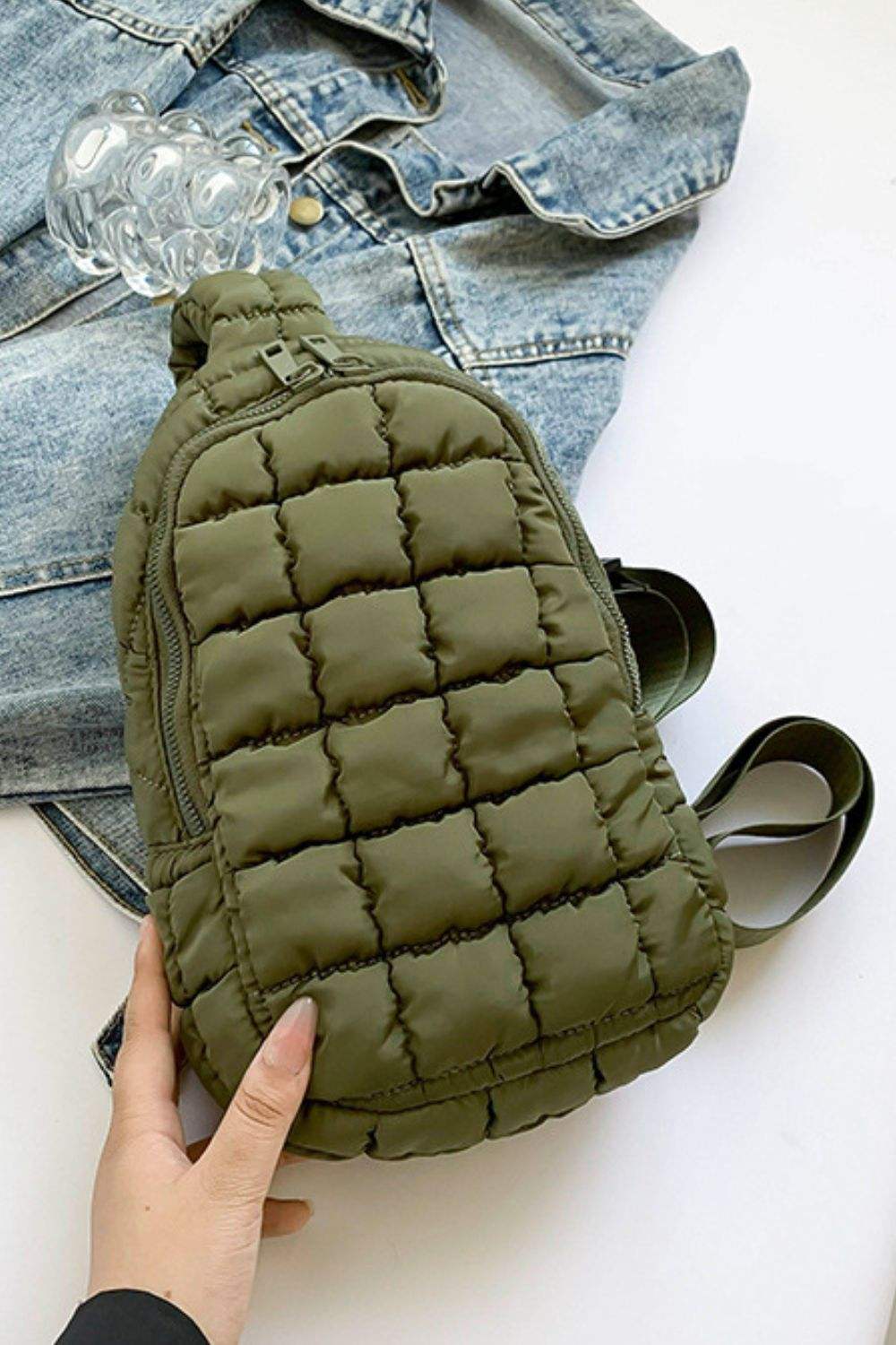 Quilted Nylon Crossbody Bag - Trendsi - Flyclothing LLC