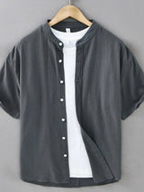 Men's Plus Size Button Up Short Sleeve Shirt - Trendsi - Flyclothing LLC