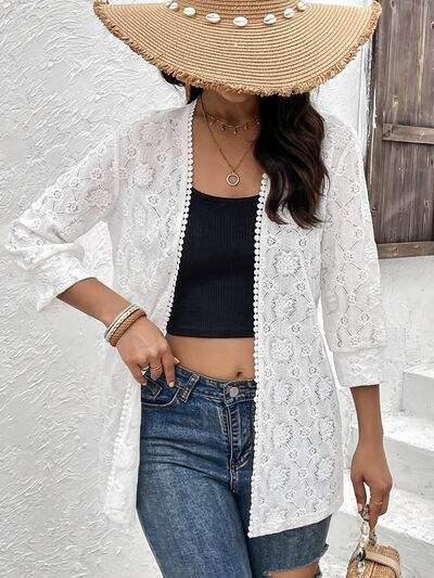 Lace Open Front Cover Up - Trendsi - Flyclothing LLC