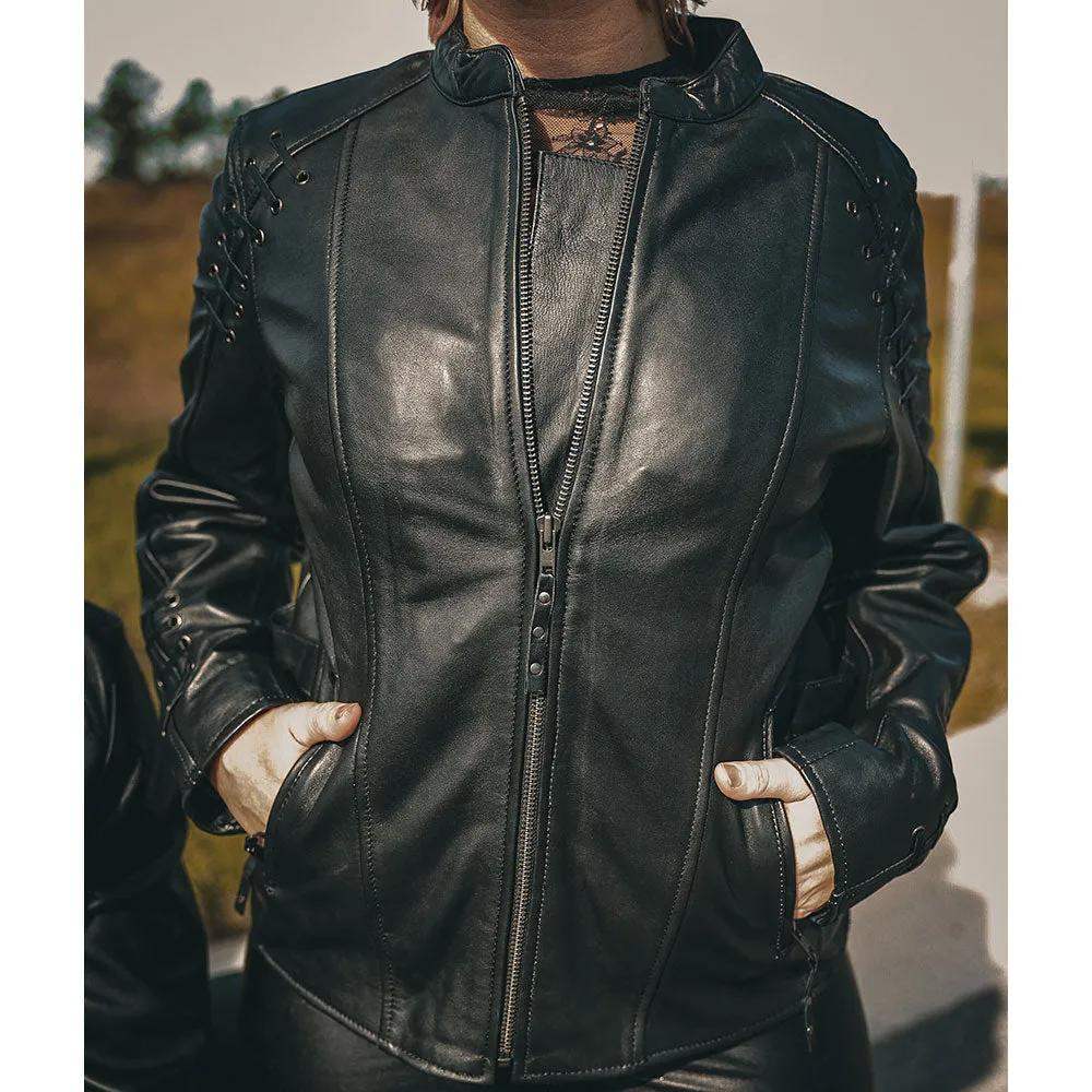 Raven - Women's Premium Leather Motorcycle Jacket - Unik Just for Bikers - Flyclothing LLC
