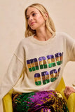 BiBi Mardi Gras Sequin Lattering Knit Top - Trendsi - Flyclothing LLC
